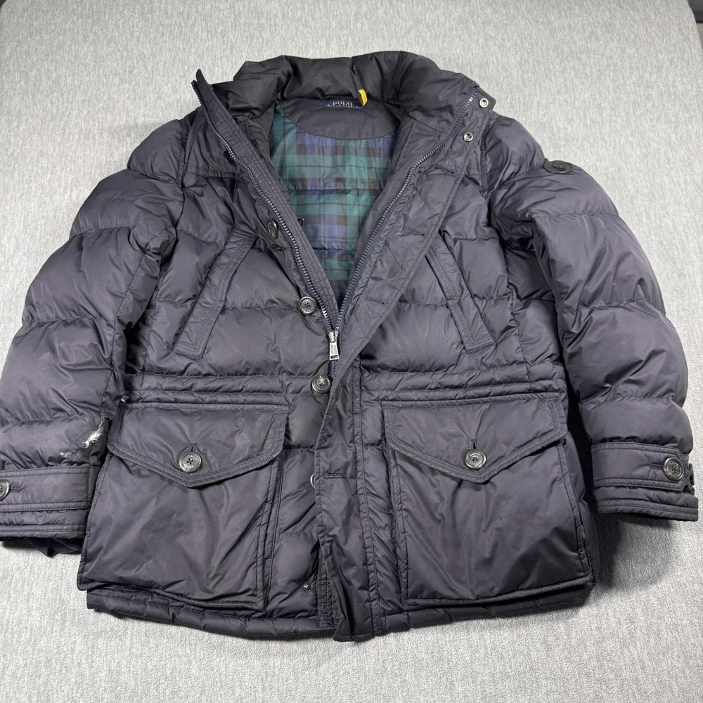 Polo Ralph Lauren Jacket Mens L Black Down Filled Quilted Puffer Heavy Parka Coa